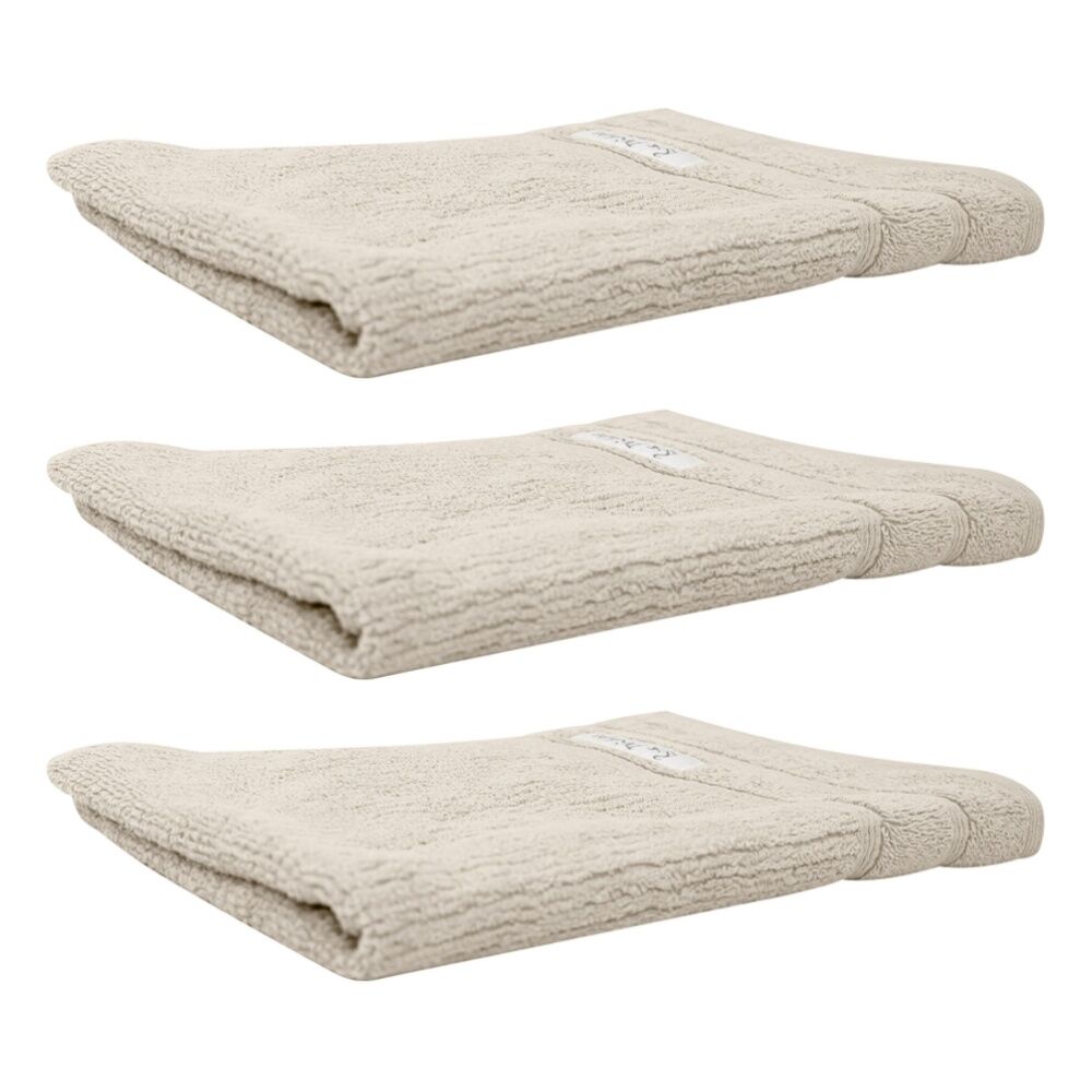 3x Bas Phillips Cairo Ribbed Collection Cotton Hand Towel 60x40cm Desert