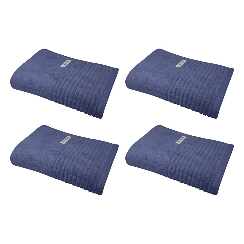 4x Bas Phillips Hayman Zero Twist Bath Towel 600Gsm Cotton 137x68cm Indigo