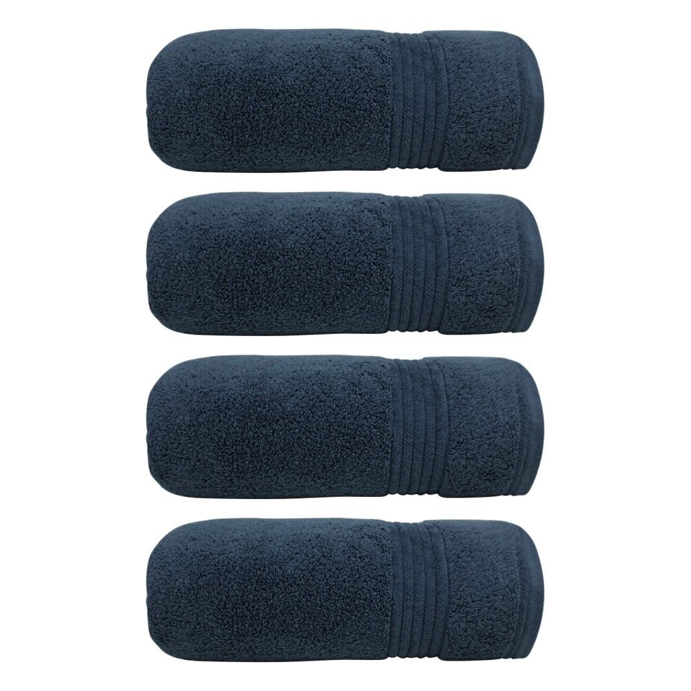 4x Bas Phillips Valencia Zero Twist Cotton Bath Towel 68 x 137cm Navy