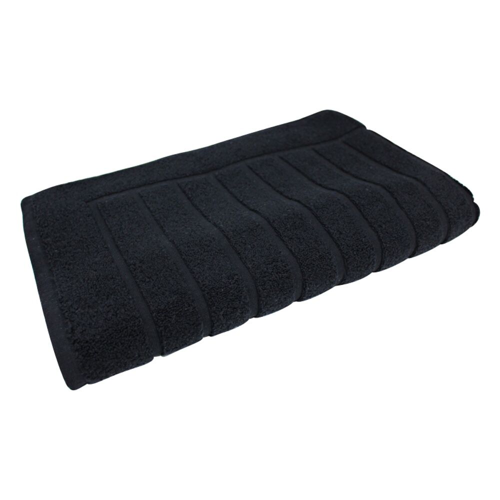 4x Bas Phillips Valencia Zero Twist Collection Cotton Bath Mat 48 x 78cm Black