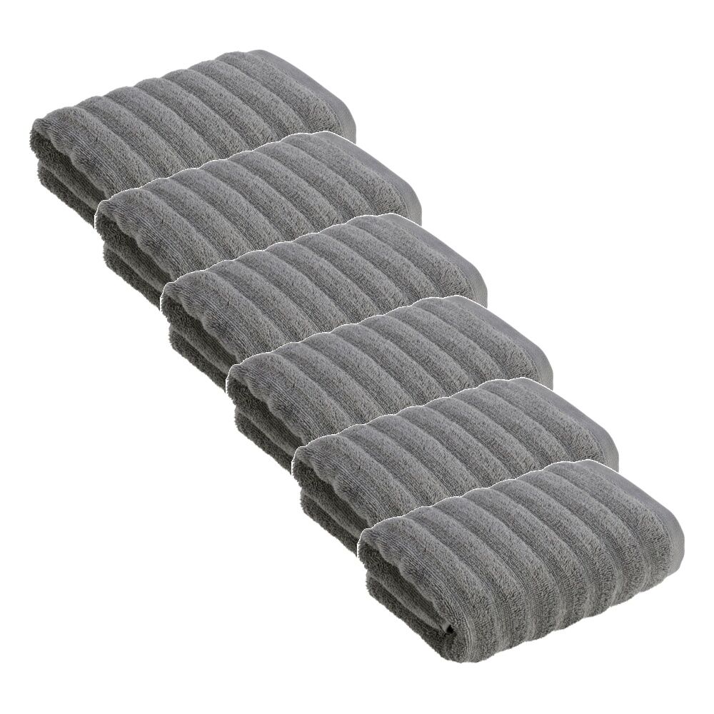 6x Christy Kensington Bathroom King Hand Towel Cotton 90x50 cm Charcoal
