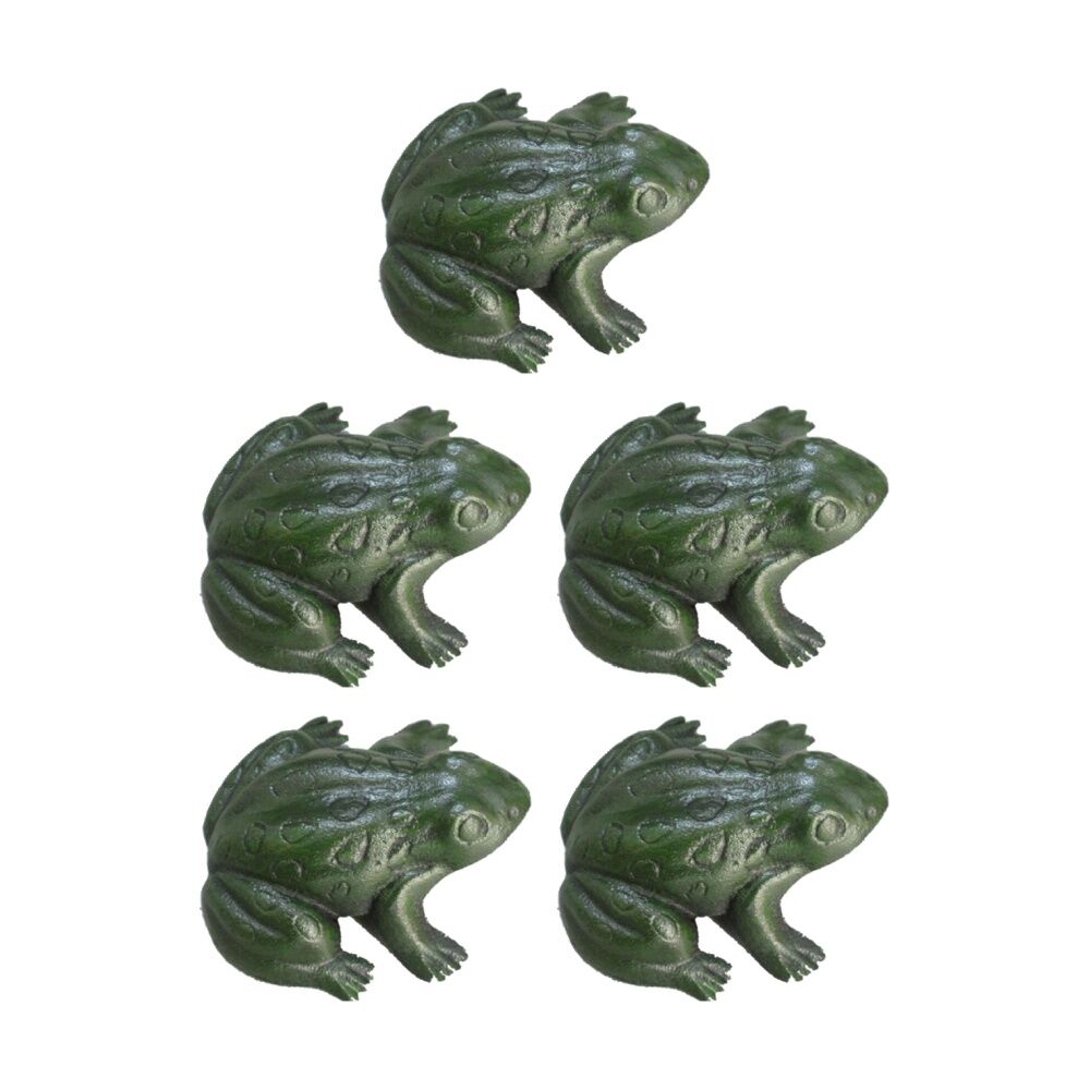 5PK Bronrob Cast Iron Green Frog Ornament Outdoor Garden Decor 9x9x4.5cm