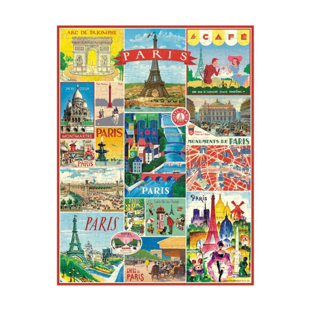 240pc Cavallini Mini Puzzle Paris Vintage Travel French Landmark Artwork