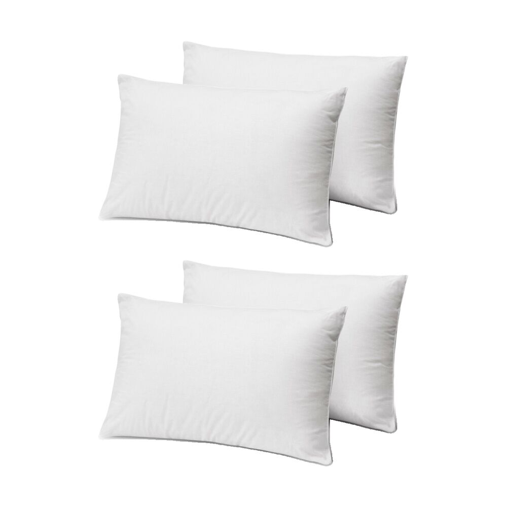2x 2pc Crestell Neck Support Firm Pillow Set Cotton Cover Machine Washable