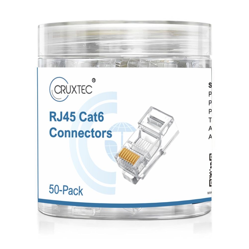 100pc Cruxtec C6-UR50 RJ45 CAT6 UTP Connectors 24K Gold Plated