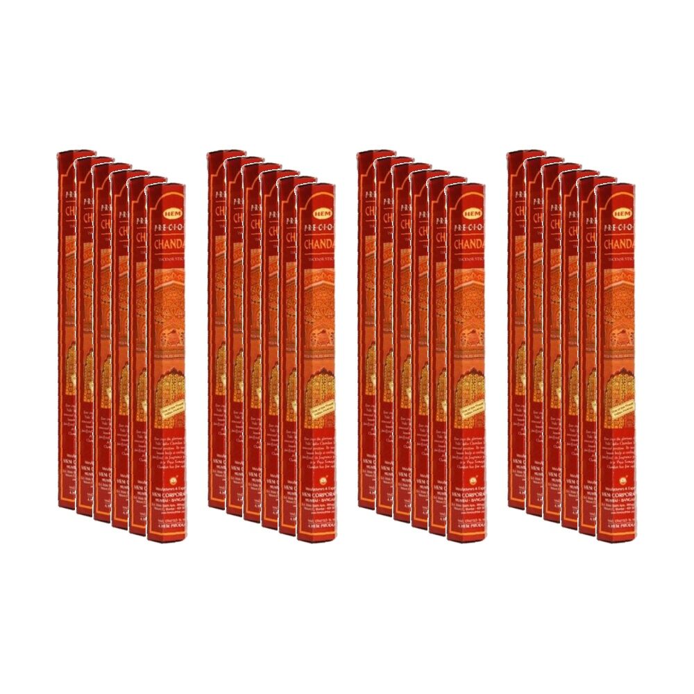 24PK HEM Home Fragrance Scented Smelling Incense Sticks Packet Set Chandan