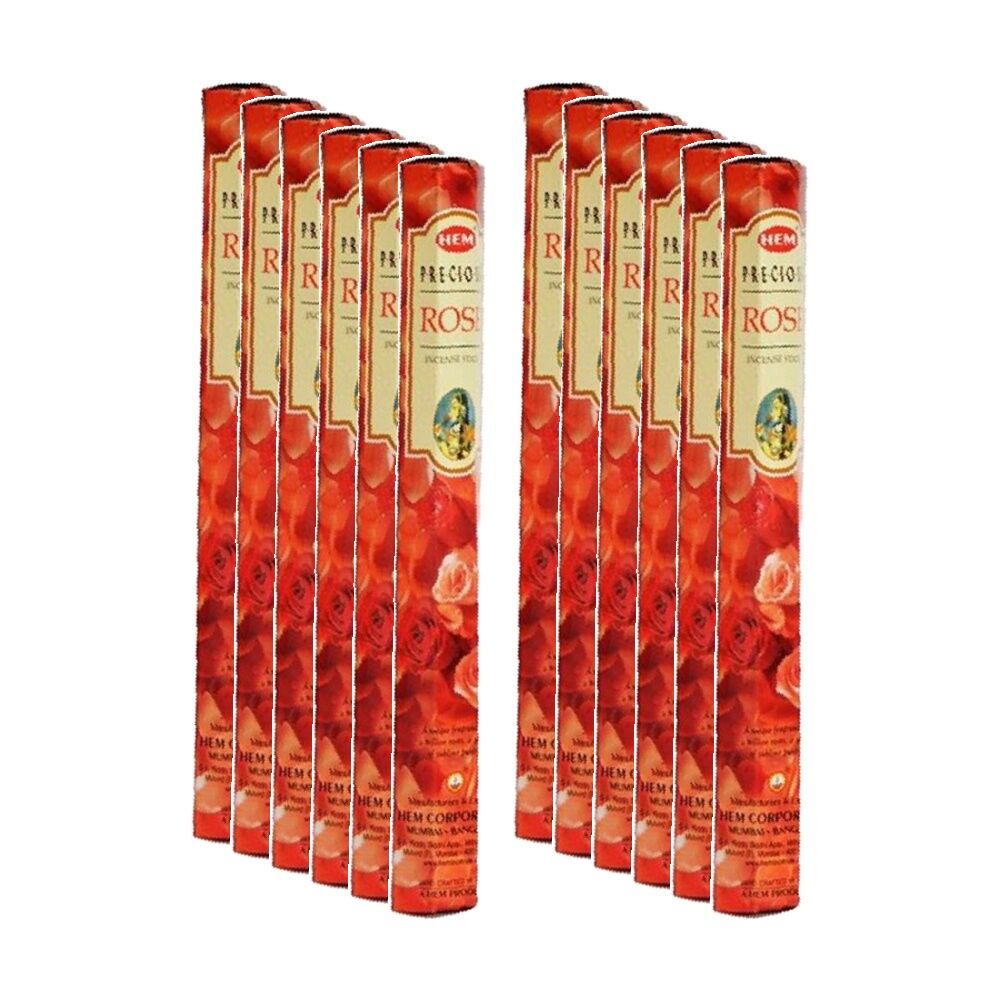 12PK HEM Home Fragrance Scented Smelling Incense Sticks Packet Set Precious Rose