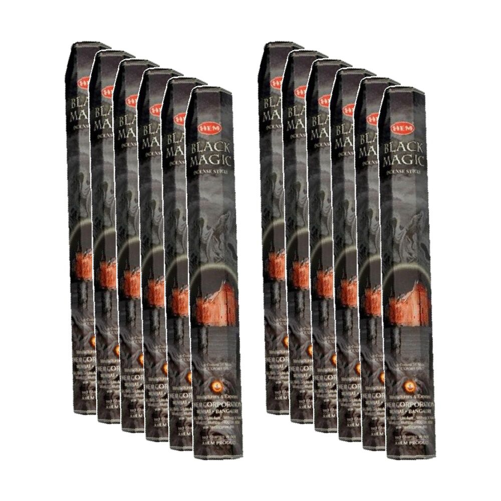 12PK HEM Home Fragrance Scented Smelling Incense Sticks Packet Set Black Magic