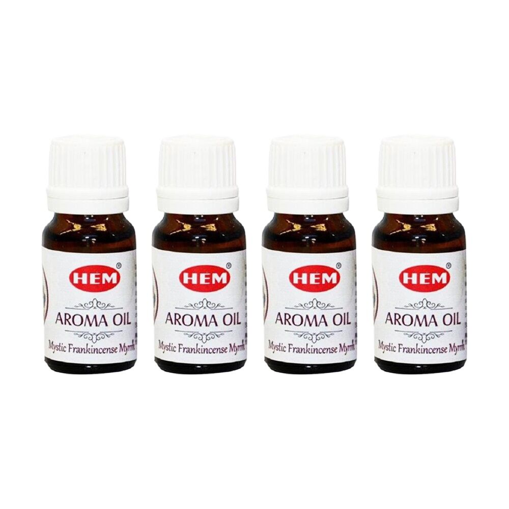 4PK HEM Home Fragrance Scented Smelling Oil Bottle 10ml Mystic Frankincense Myrh