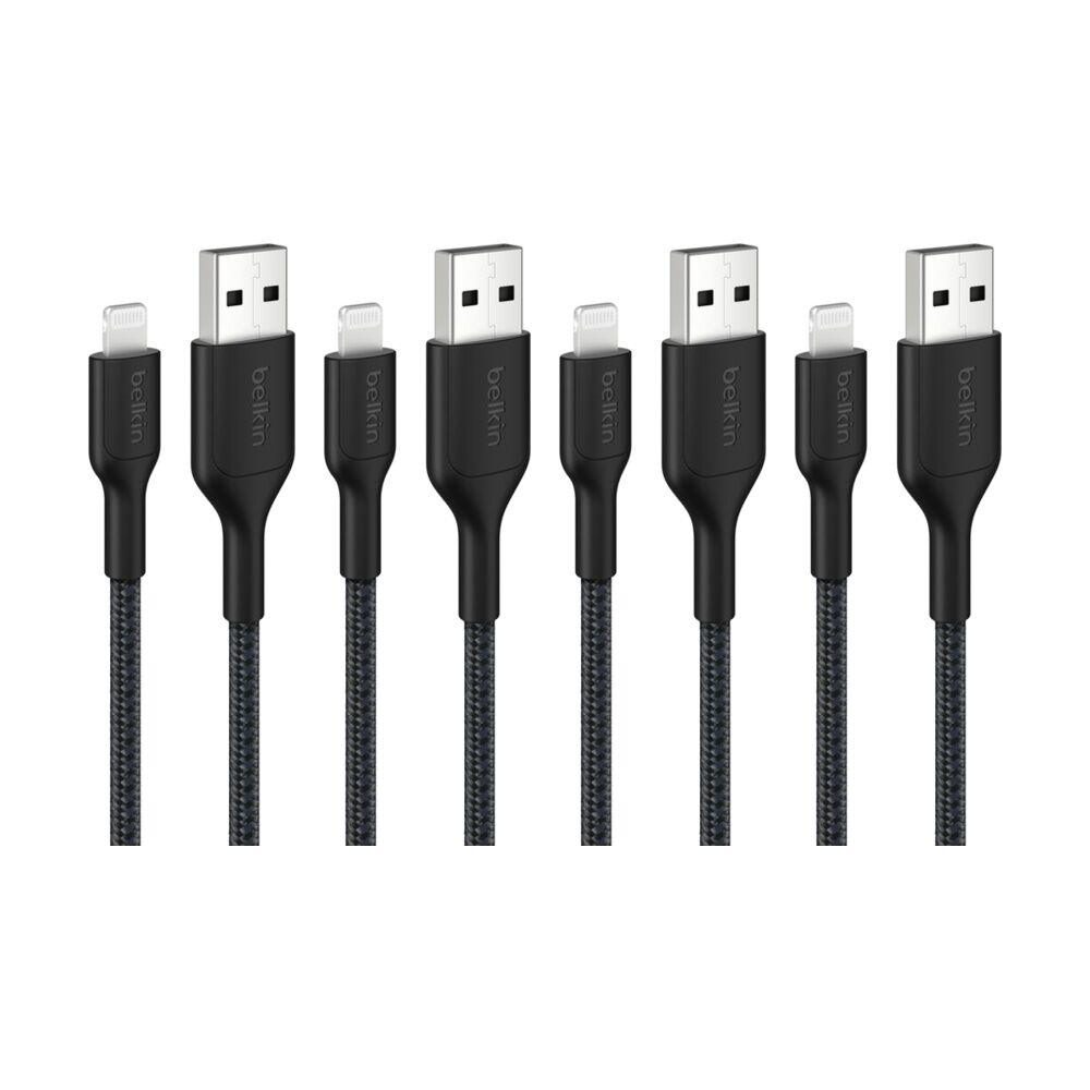 4PK Belkin BoostCharge MFi-Certified USB-A to Lightning Charging Cable 15cm Blk