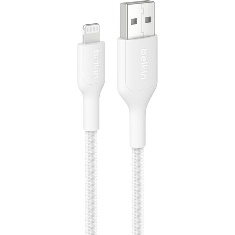 2PK Belkin BoostCharge MFi-Certified USB-C to Lightning Charging Cable 2m White