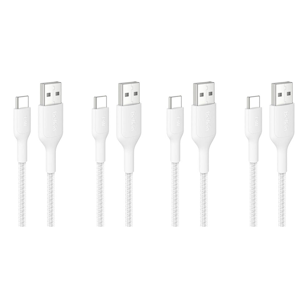 4PK Belkin BoostCharge Pro Braided USB-A to USB-C Charging Cable 1m White