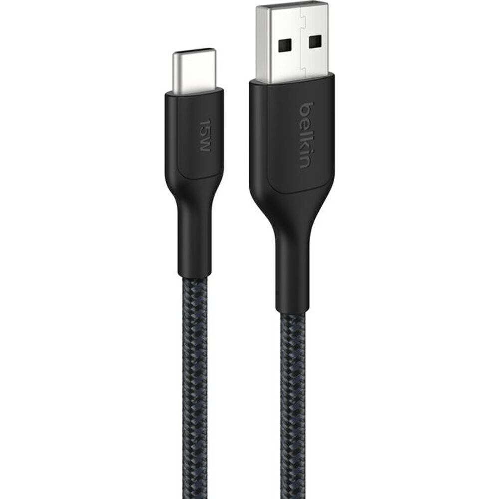 2PK Belkin BoostCharge Pro Braided USB-A to USB-C Charging Cable 2m Black