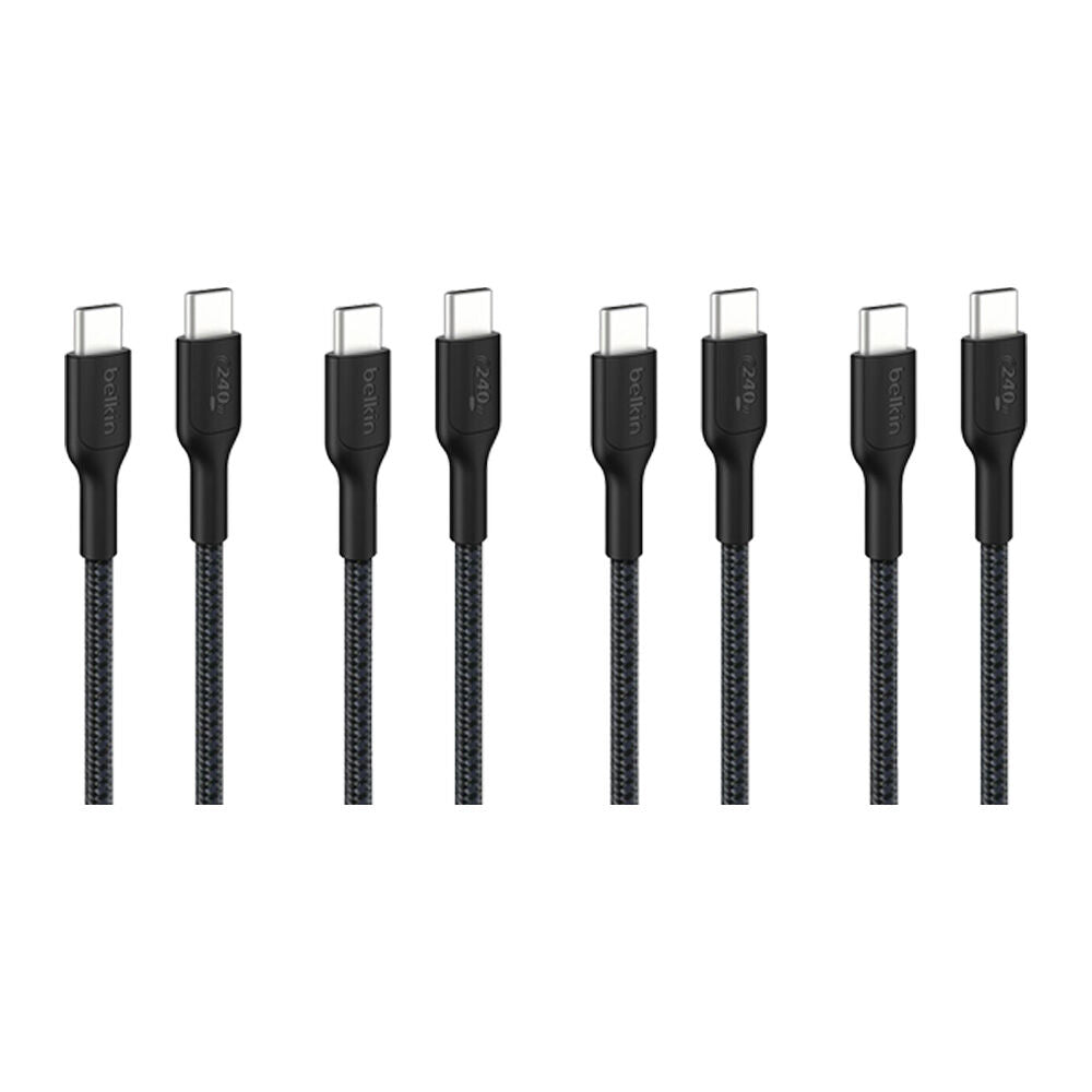 4PK Belkin BoostCharge Pro 240W Braided USB-C to C Charging Cable 1m Black