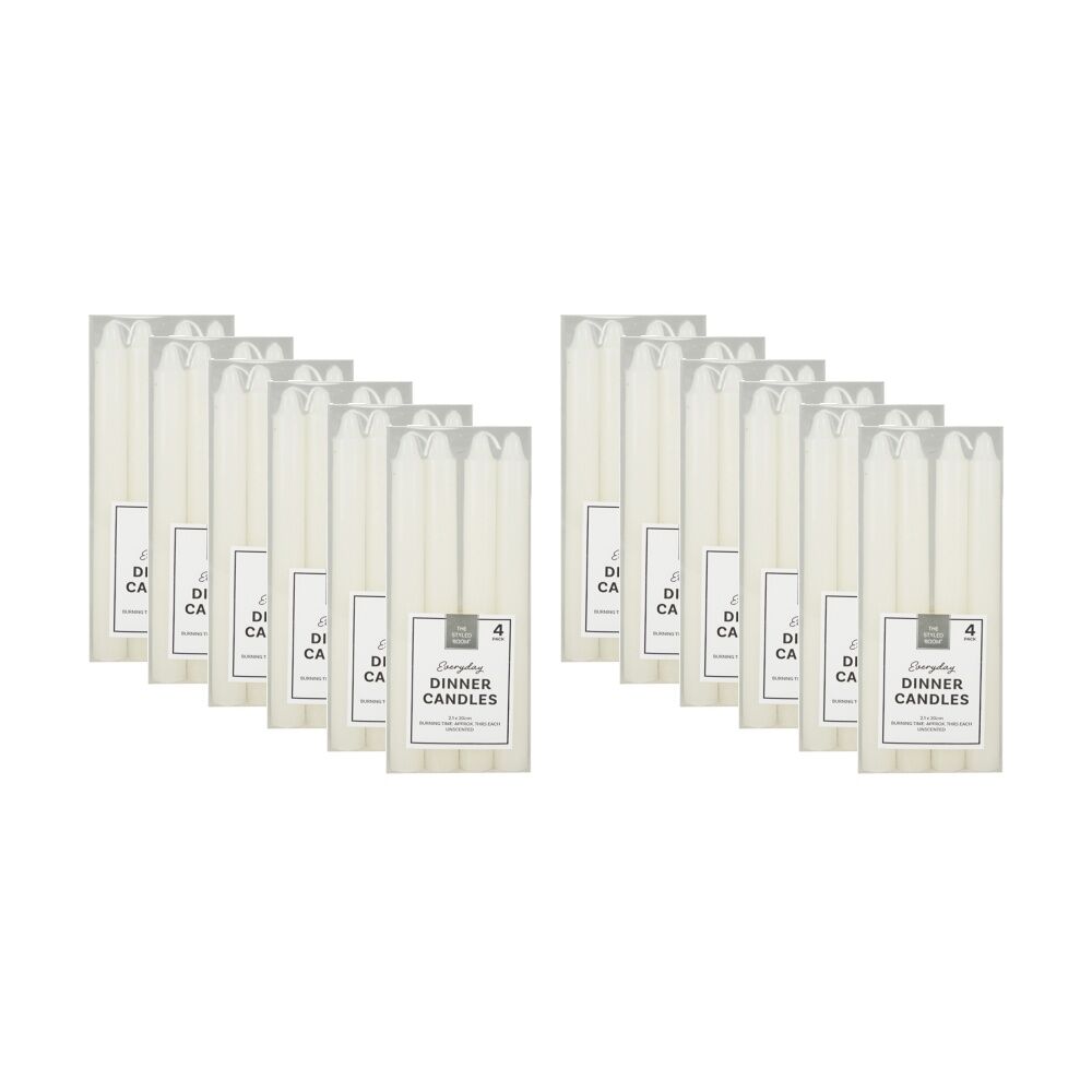 12x 4pc The Styled Room Unscented Dinner Candles Set Home Fragrance Assorted