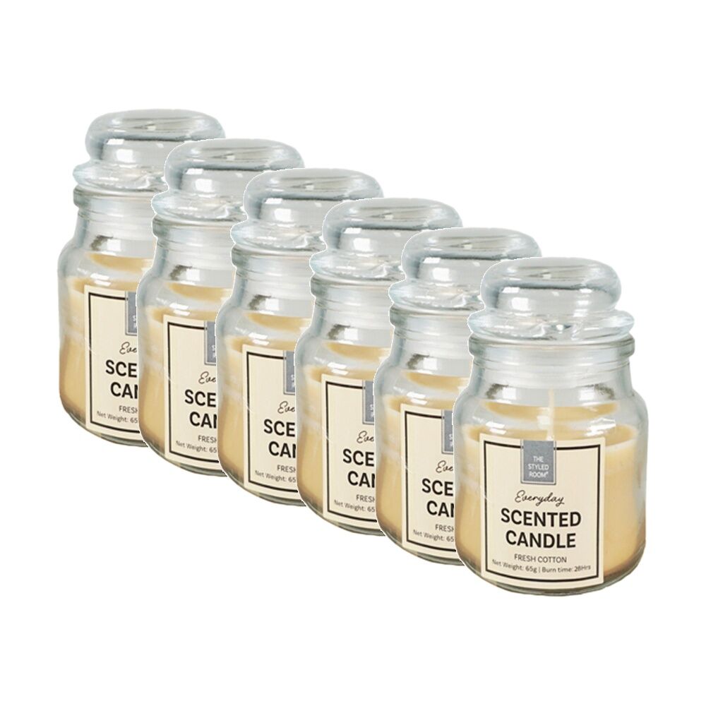6PK The Styled Room 28 Hour Scented Candle Jar W/ Lid Home Fragrance Assorted
