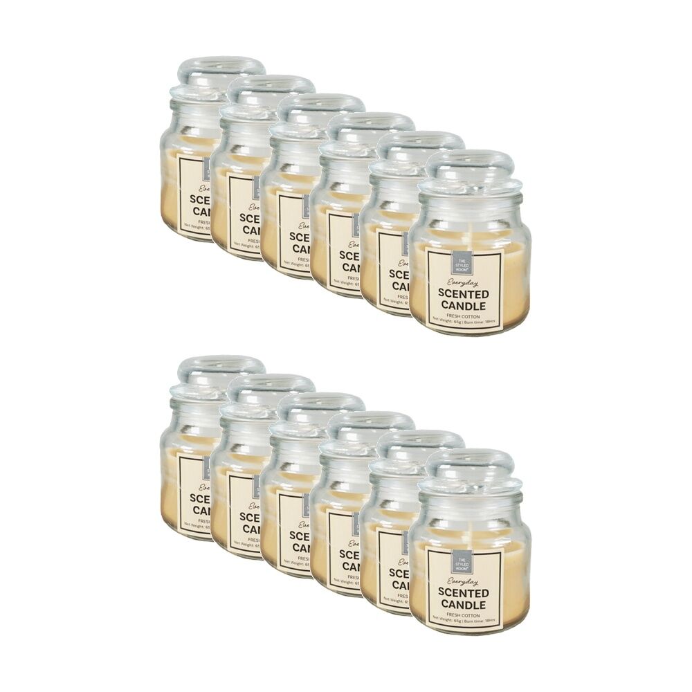 12PK The Styled Room 18 Hour Scented Candle Jar W/ Lid Home Fragrance Assorted