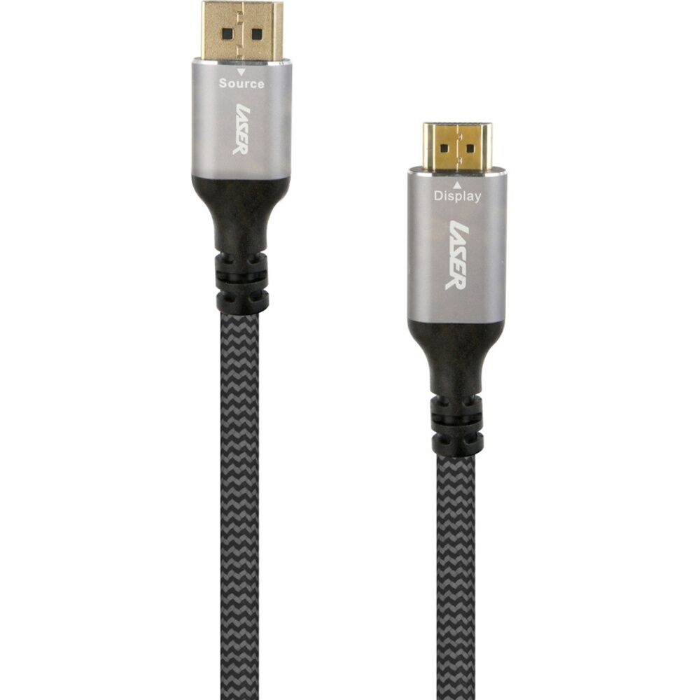 Laser 4K DisplayPort To HDMI Braided Durable Connection Cable 2m Black