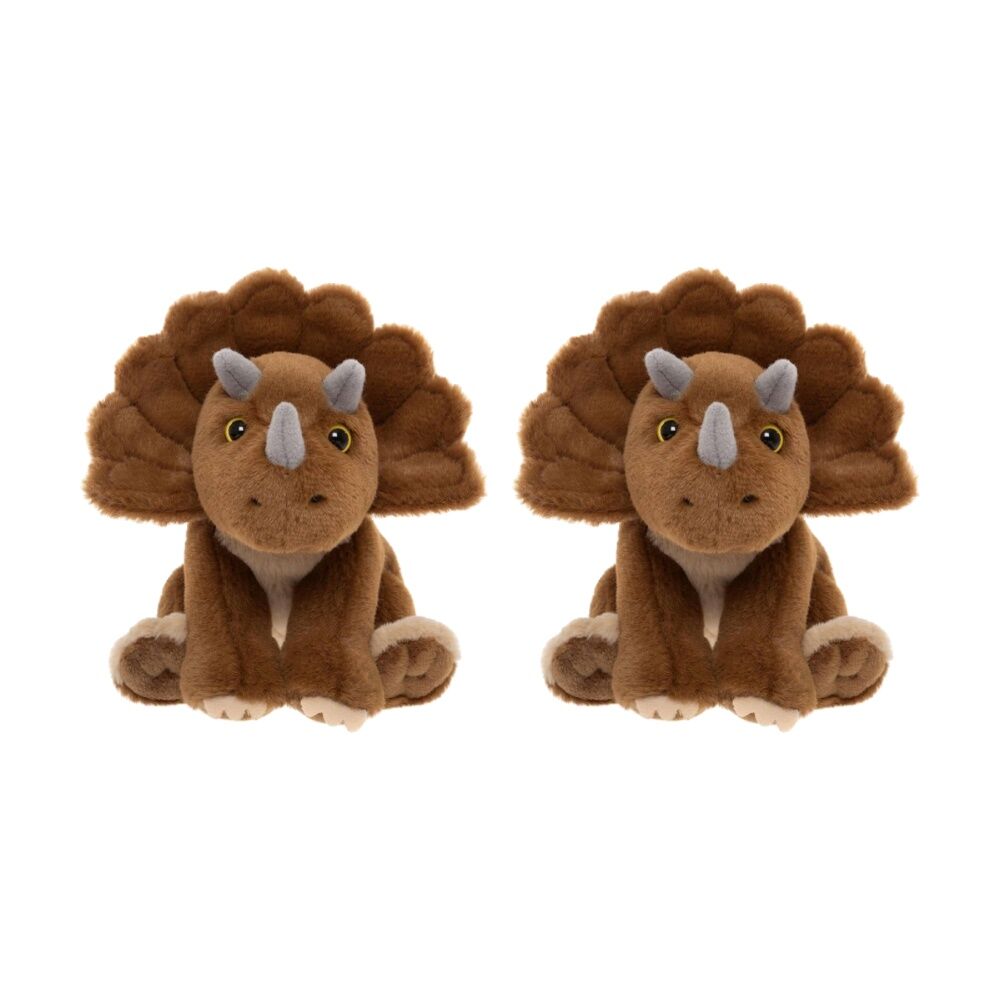 2PK Charlie Bears Triceratops Dinosaur Cuddle Cub Plush Kids Soft Toy 0y+ Brown