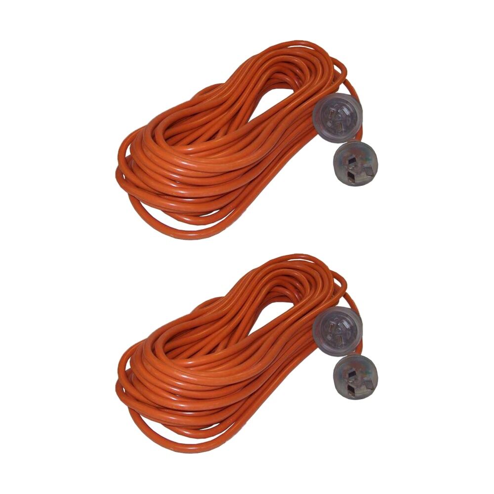 2PK Cleanstar 15m Extension Cord Repair Lead 10 Amp W/ Illuminated Socket Orange