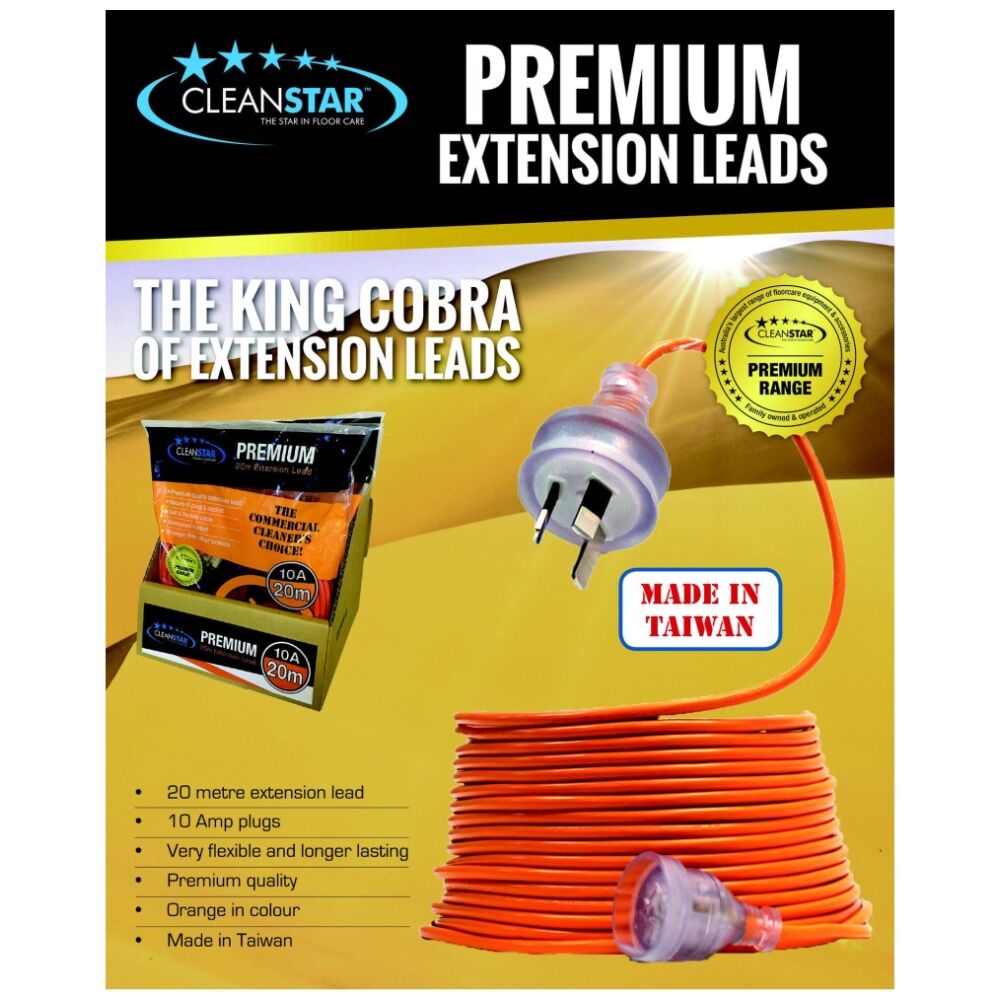 Cleanstar 20m Long Lasting Durable Premium Extension Lead Orange