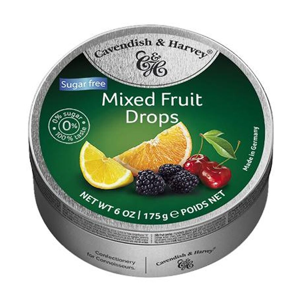 10PK Cavendish & Harvey Sugar Free Mixed Fruit Drops Flavoured Candy 175g