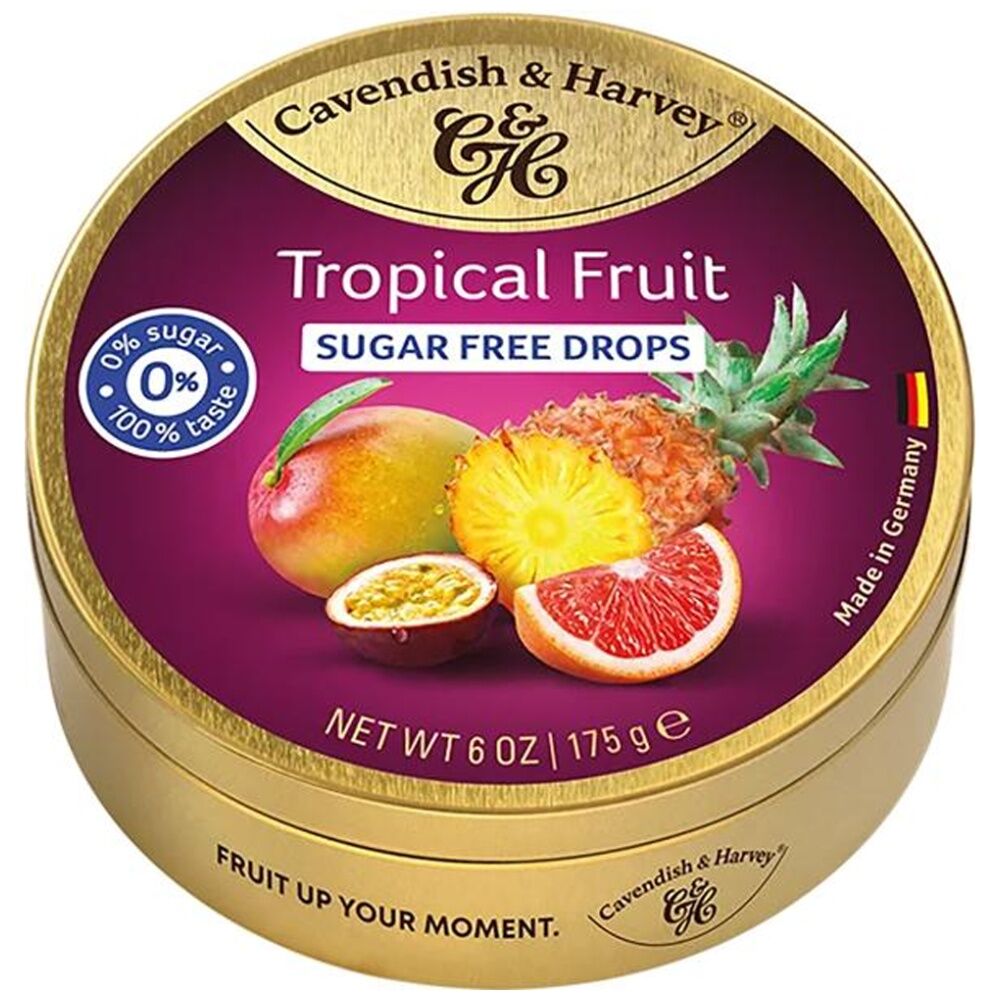 10PK Cavendish & Harvey Sugar Free Tropical Fruit Flavoured Candy 175g