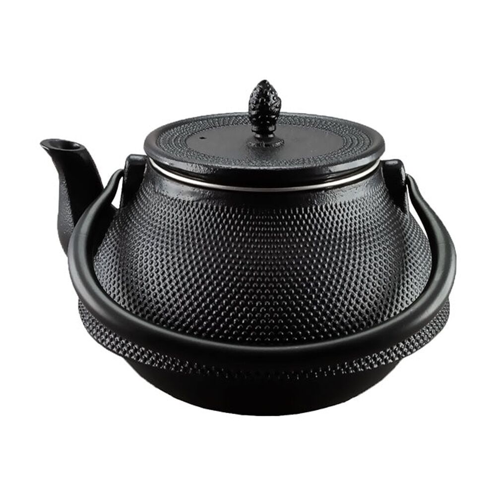 G&S Cast Iron Enamelled Durable Heat Retention Kitchen Kettle Black 20cm