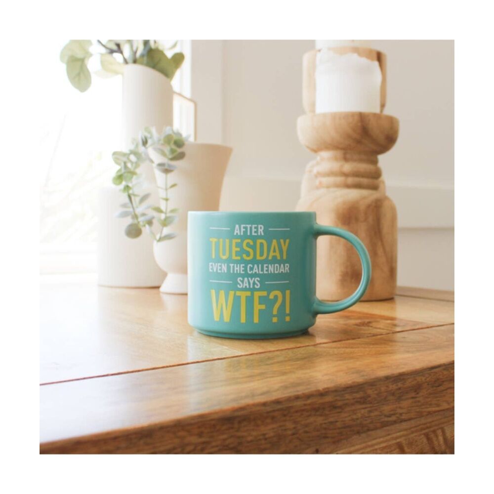 Cheeky Mugs WTF Ceramic Mug Microwave Dishwasher Safe Aqua 390ml