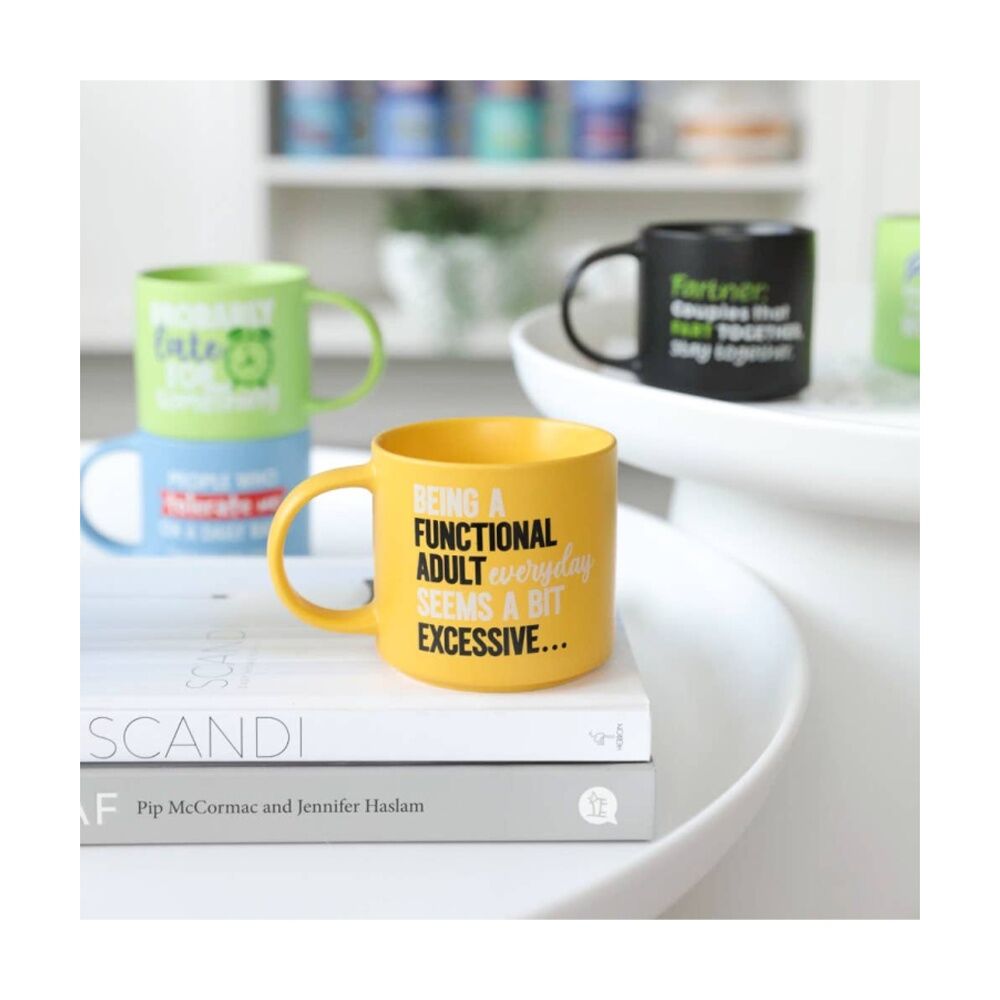 Cheeky Mugs Functional Mug Ceramic Microwave Safe Yellow 390ml