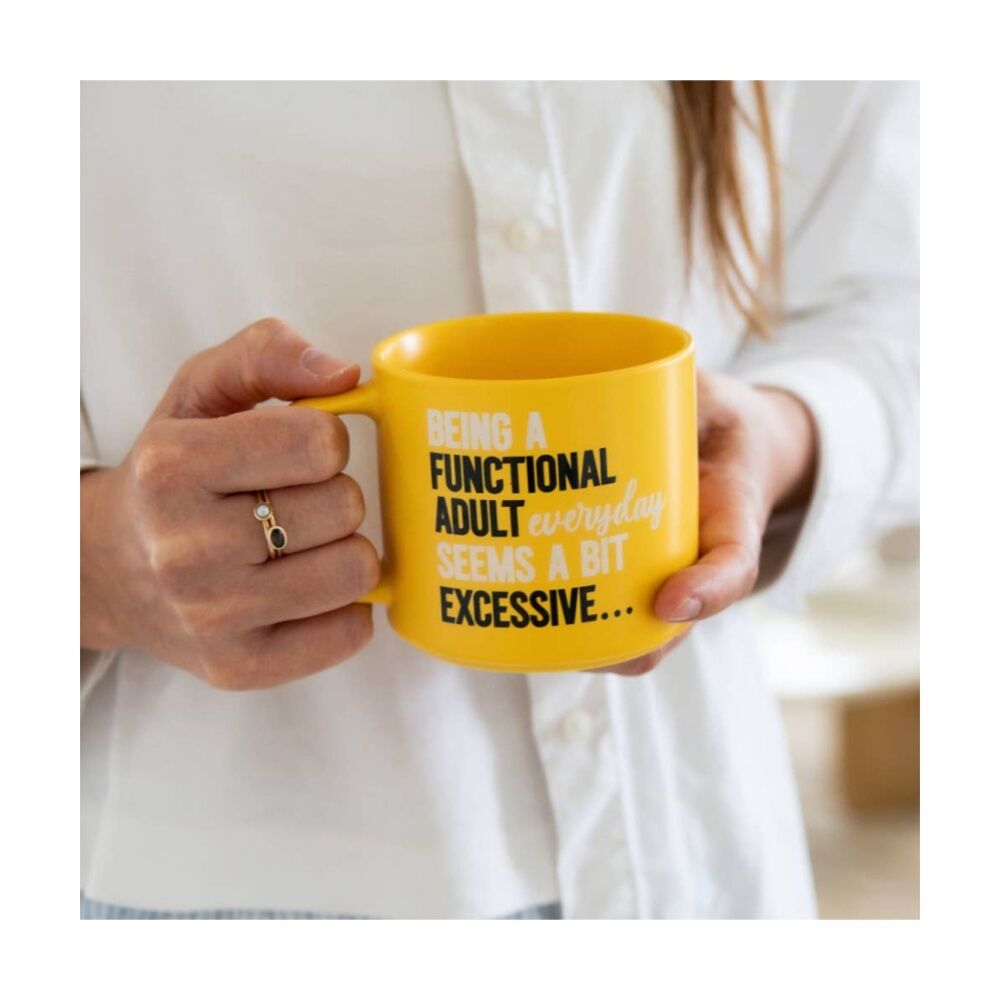 Cheeky Mugs Functional Mug Ceramic Microwave Safe Yellow 390ml
