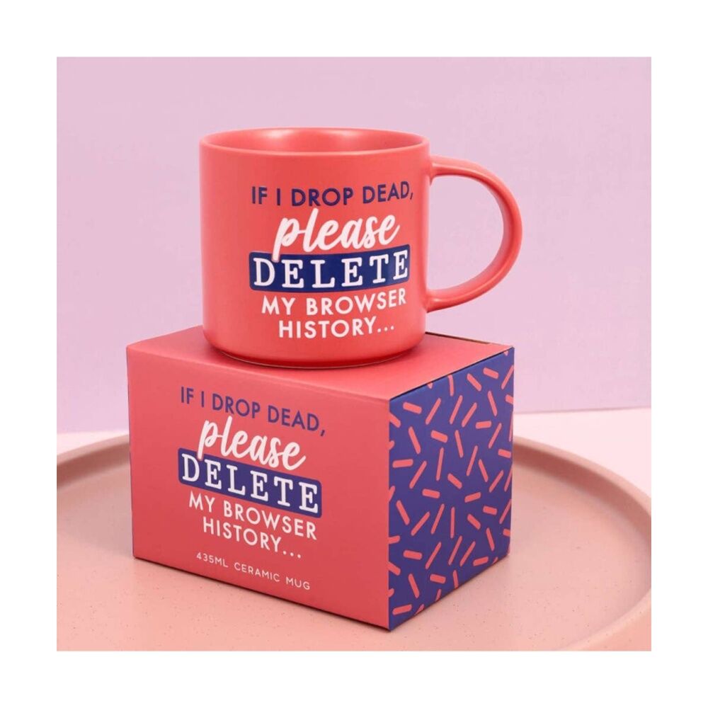 Cheeky Mugs Delete Ceramic Mug Microwave Dishwasher Safe Red 390ml