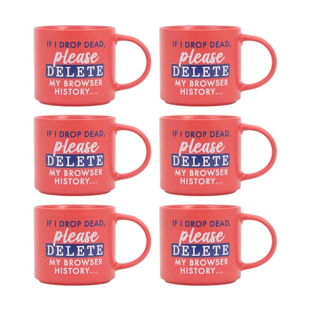 6PK Cheeky Mugs Delete Ceramic Mug Microwave Dishwasher Safe Red 390ml