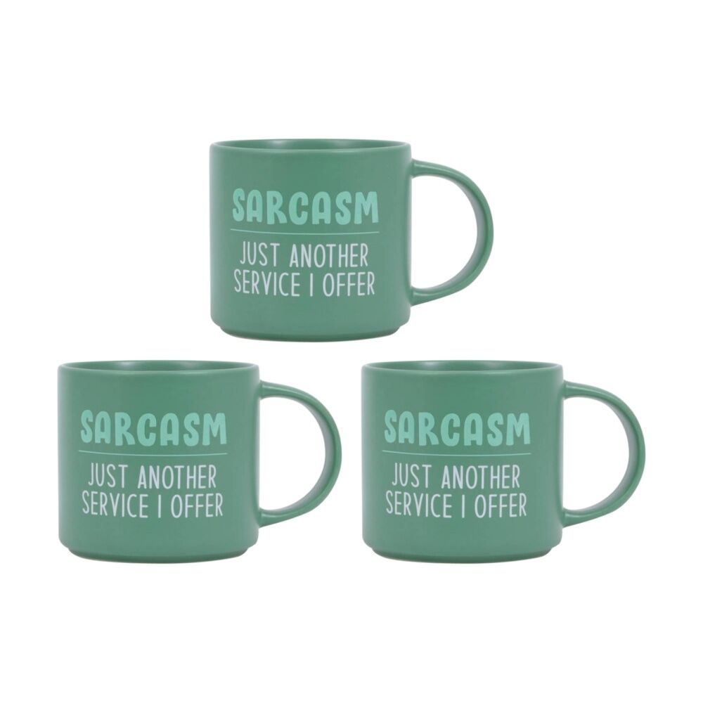 3PK Cheeky Mugs Sarcasm Ceramic Mug Microwave Dishwasher Safe Green 390ml