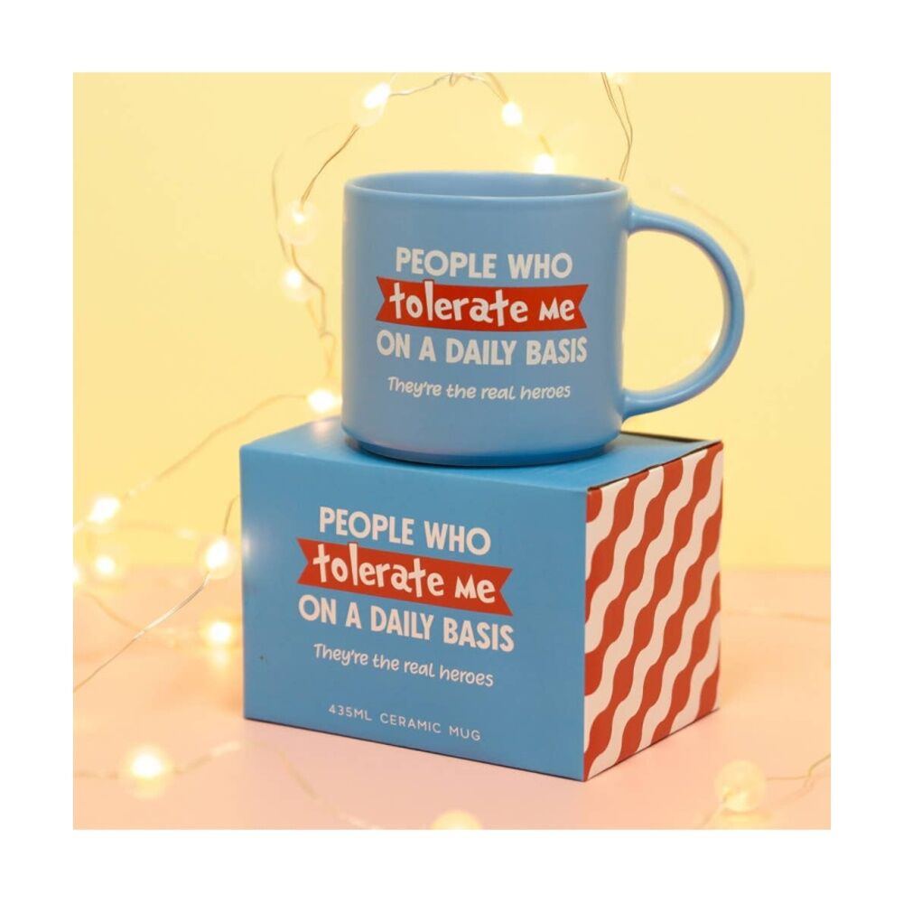 6PK Cheeky Mugs Tolerate Ceramic Mug Microwave Dishwasher Safe Blue 390ml