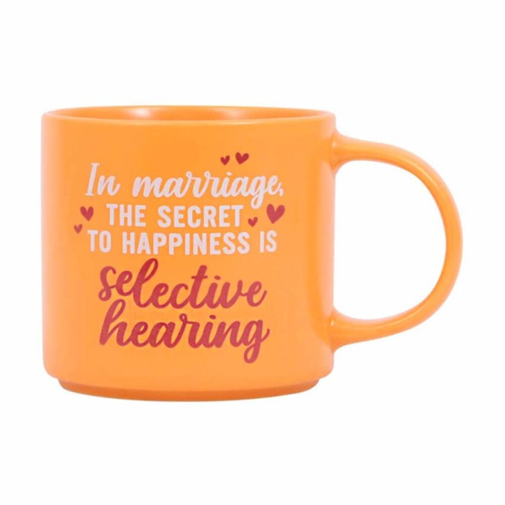 6PK Cheeky Mugs Marriage Ceramic Mug Microwave Safe Orange 390ml