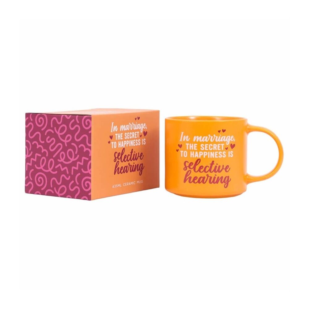6PK Cheeky Mugs Marriage Ceramic Mug Microwave Safe Orange 390ml