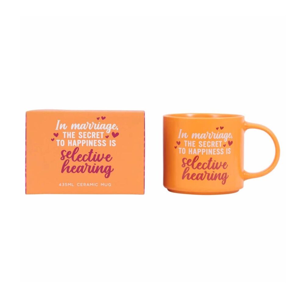 6PK Cheeky Mugs Marriage Ceramic Mug Microwave Safe Orange 390ml