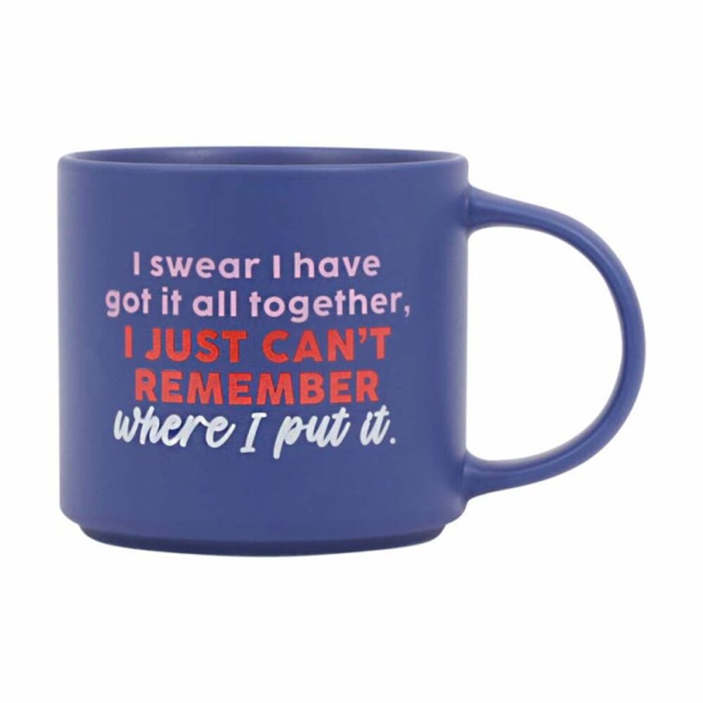 6PK Cheeky Mugs Remember Ceramic Mug Dishwasher Safe Dark Blue 390ml