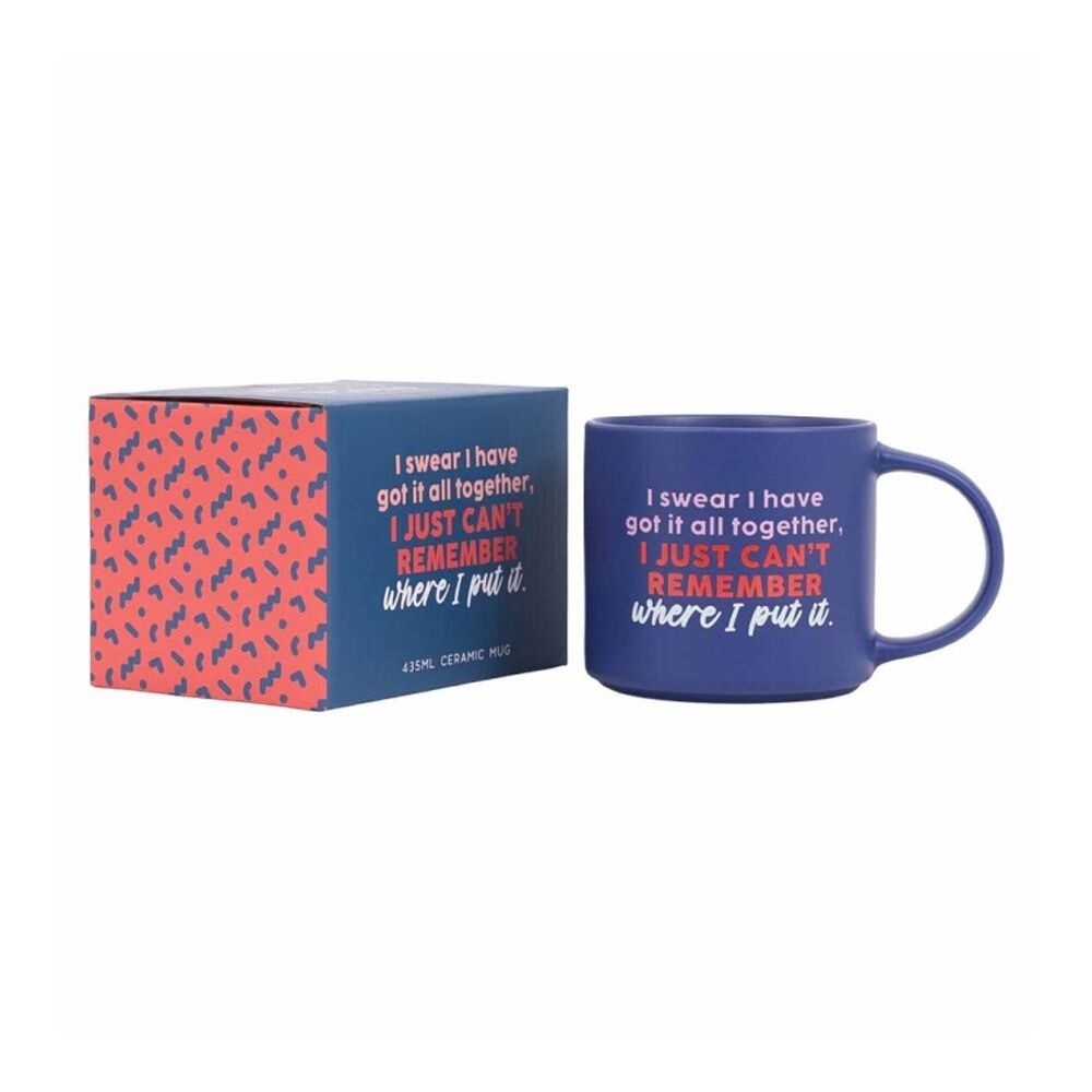 6PK Cheeky Mugs Remember Ceramic Mug Dishwasher Safe Dark Blue 390ml