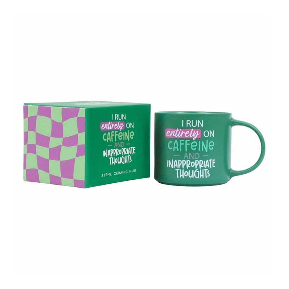 6PK Cheeky Mugs Caffeine Ceramic Mug Dishwasher Safe Green 390ml