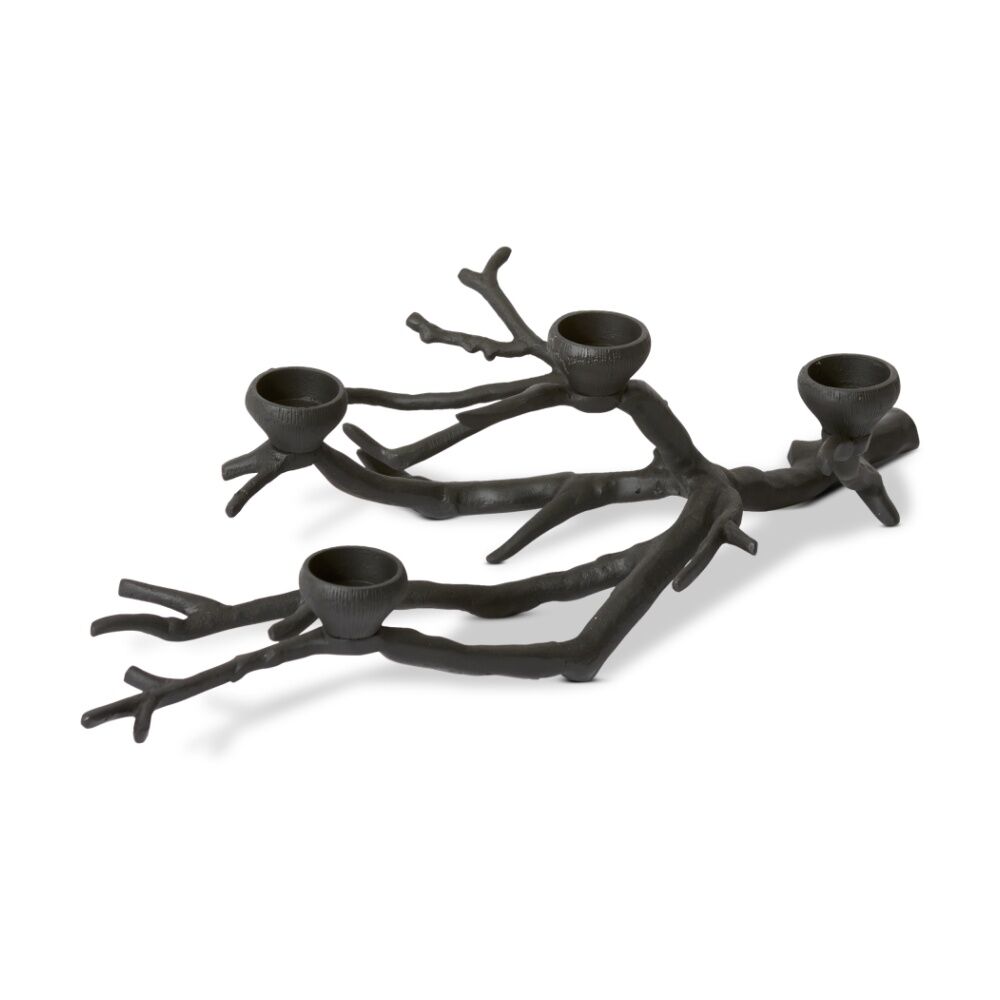 E Style Branch Tealight Candle Holder Black Aluminium Decor 58x29x15cm