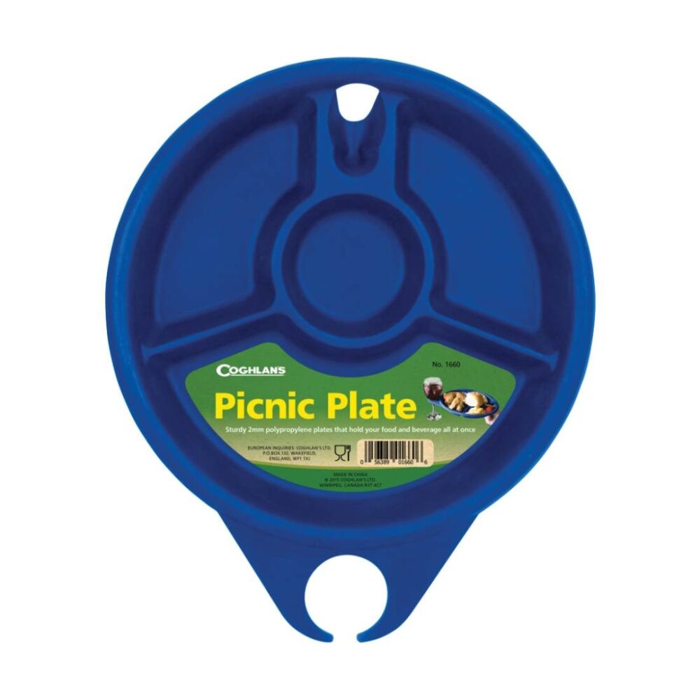 4PK Coghlans Easy Carry Picnic Plate W/ Drink Holder Dishwasher Microwave Safe