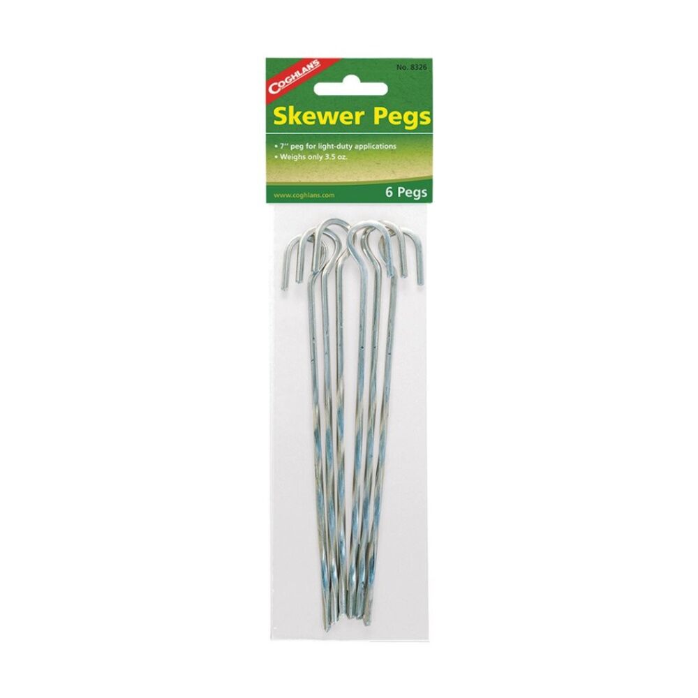 4x 6pc Coghlans Skewer Peg 7in Steel Twisted Lightweight Tent Camping Gear