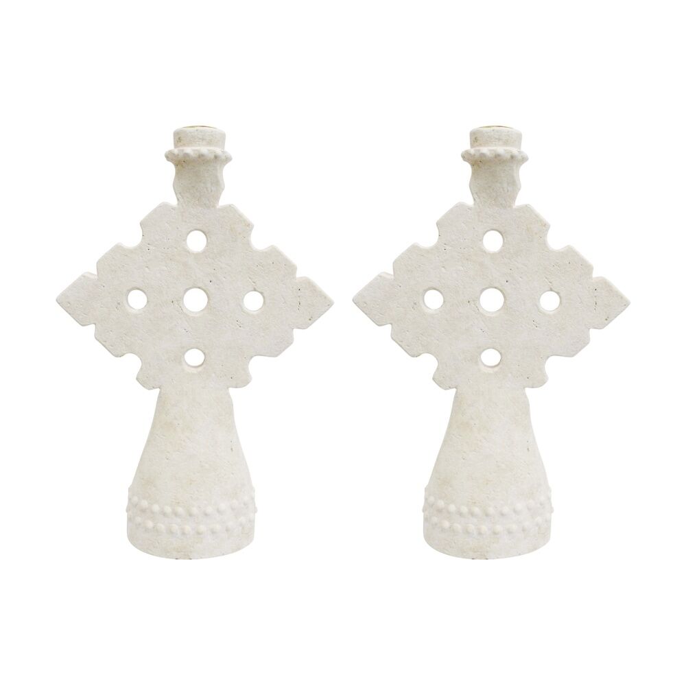 2PK LVD Large Concrete Mediterranean Geometric Candle Holder 21.5x7.5x32cm