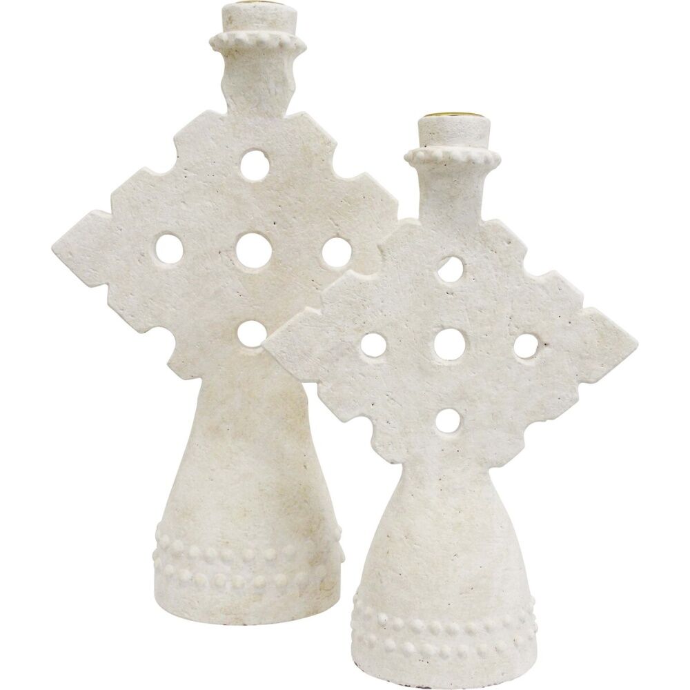 LVD Medium Concrete Mediterranean Geometric Candle Holder 18x6.5x26cm