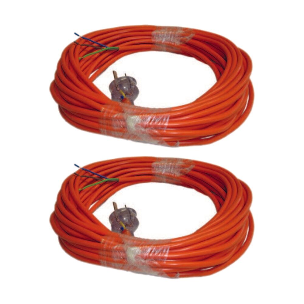 2PK Cleanstar 20m Exstention Repair Lead 10Amp Plug & 2 Core Orange