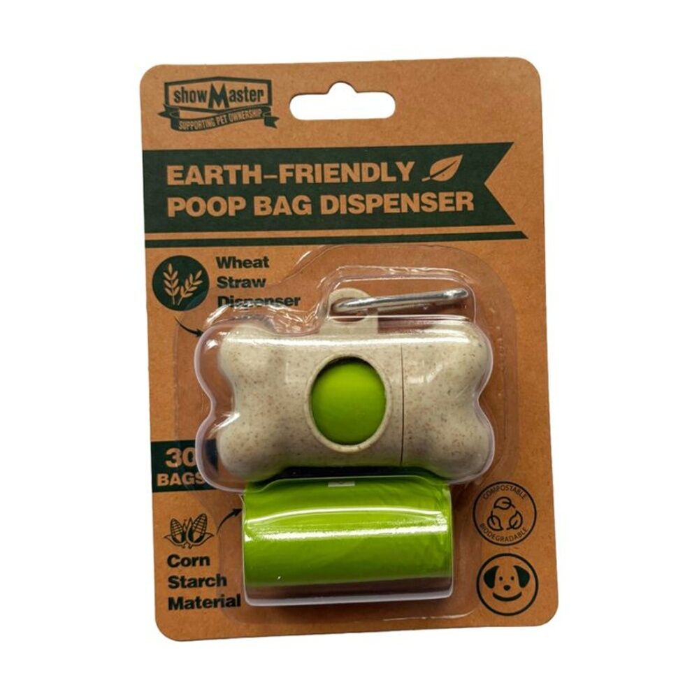 3x 30pc Showmaster Earth-Friendly Poop Dog Waste Bags W/ Dispenser Corn Starch