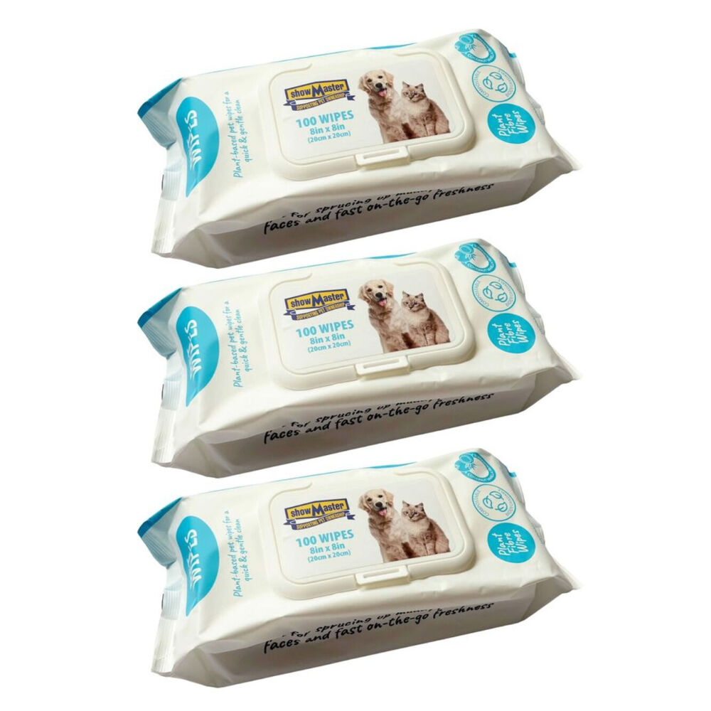 100pc Showmaster Plant-Based Hypoallergenic Dog Cat Pet Wipes Coconut/Vanilla