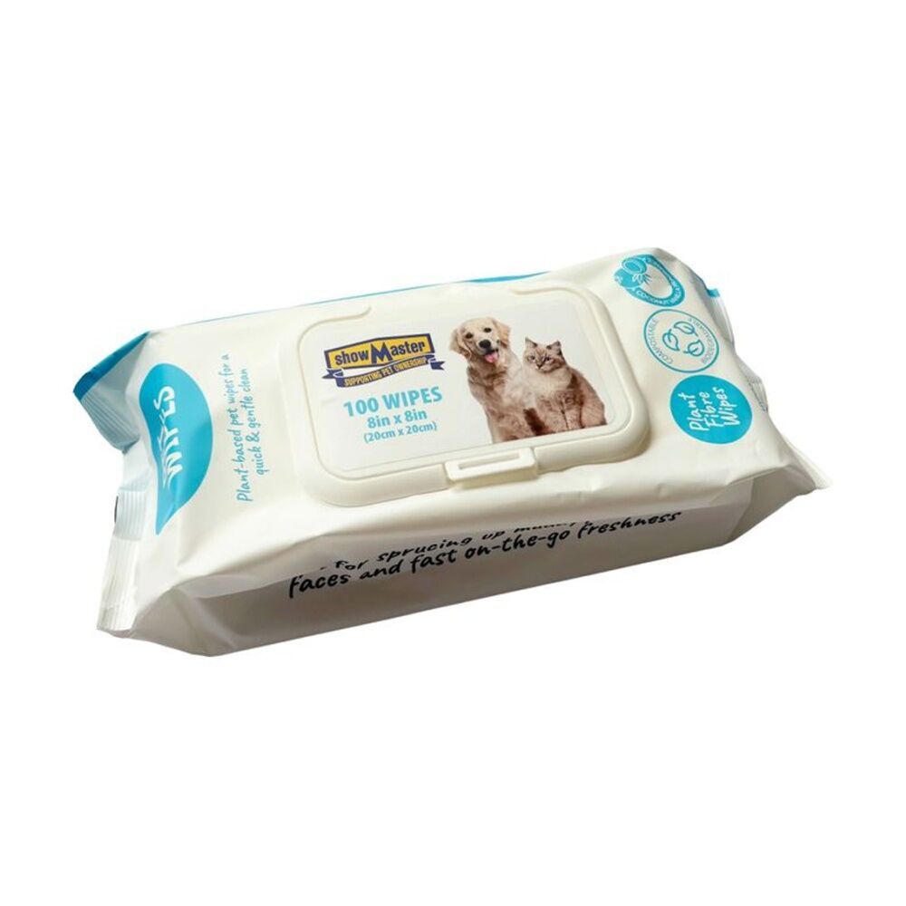 3x 100pc Showmaster Plant-Based Hypoallergenic Dog Cat Pet Wipes Coconut/Vanilla